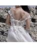 Cap Sleeves Ivory 3D Lace Tulle Gorgeous Wedding Dress